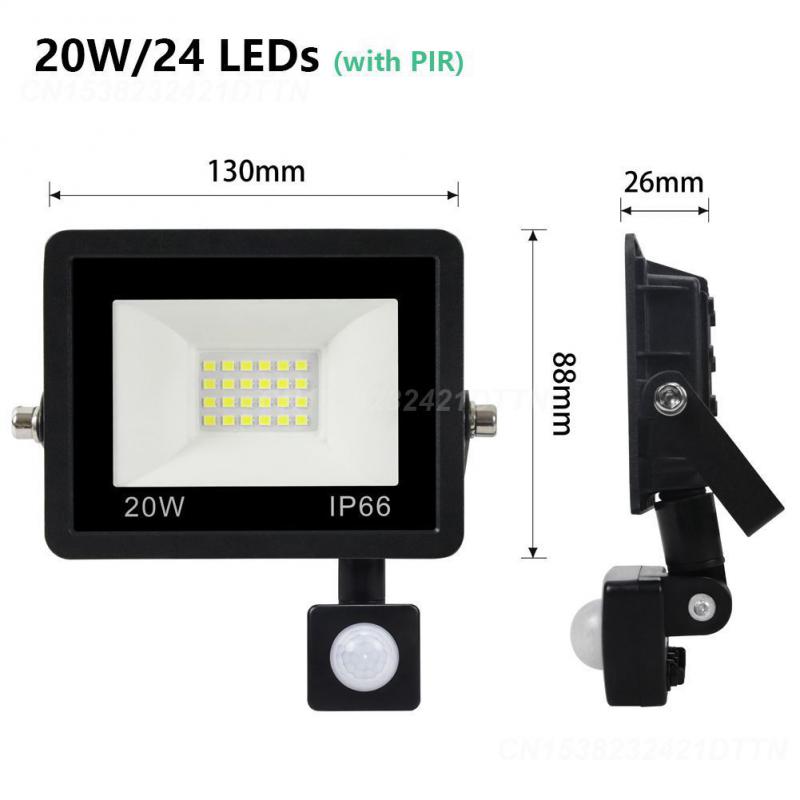 Floodlight 220v White Led Pir Motion Sensor 10w / 20w / 30w / 50w / 100w Durable For Outdoors Wall Hot Garden Spotlight 2024