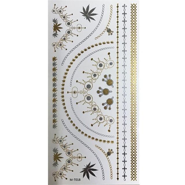 Metallic Gold Butterfly Tattoo Silver Waterproof Temporary Tattoos Stickers On The Body Women Men Boho Resort Style