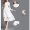 Plus Size Female Summer Dresses Female Round Neck Lace Long Sleeve Dress Slim Fit Midi Dress