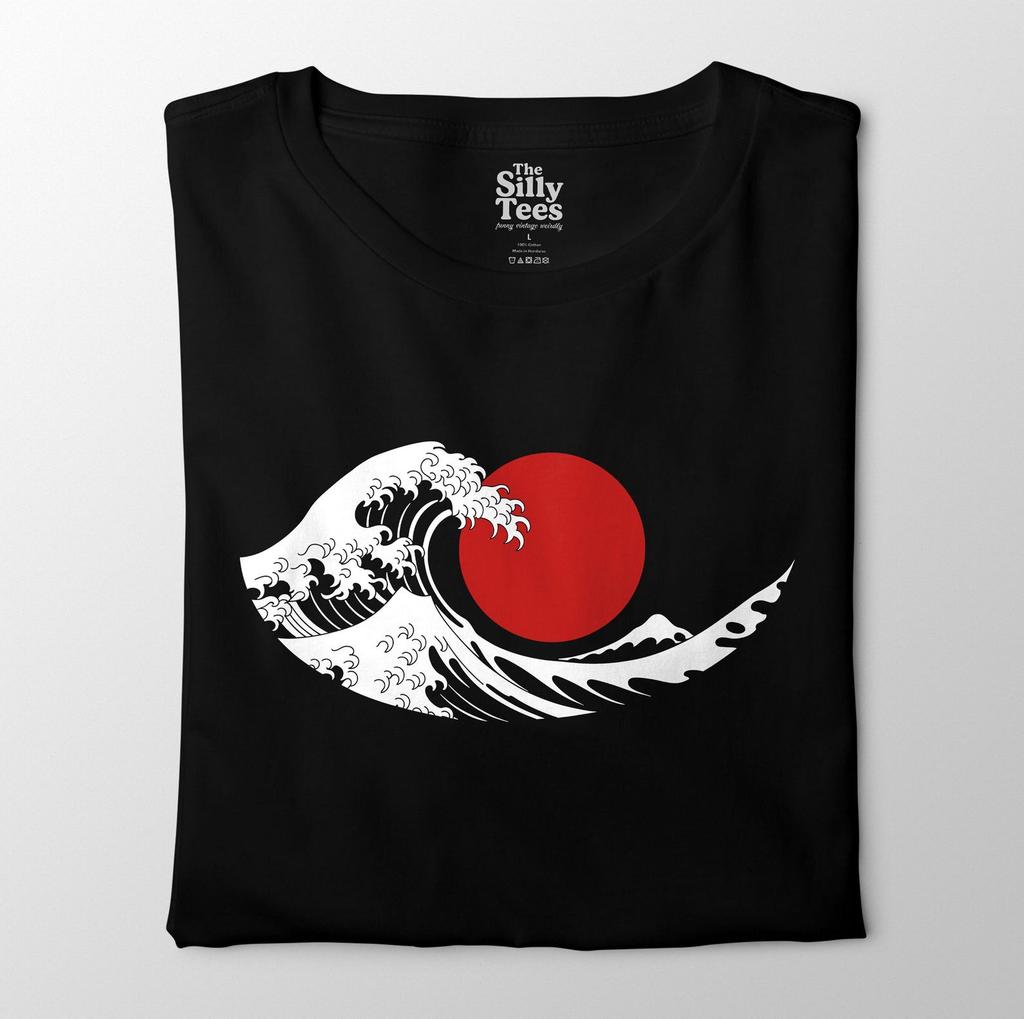 Great Wave Japan Shirt, Hokusai Red Sun Graphic Tee