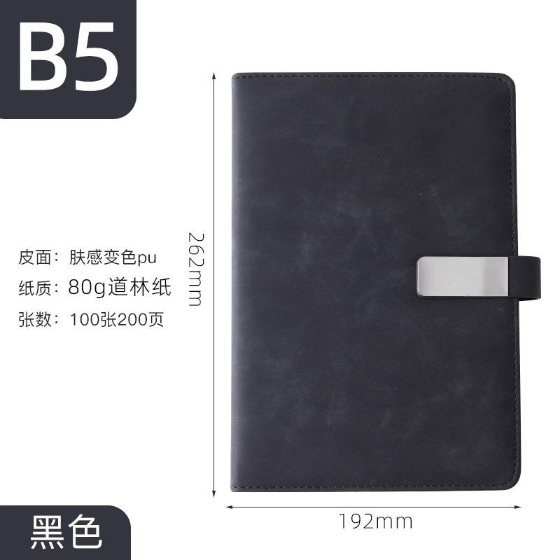 Customized A3 Hardcover Leather Bound Notebook with Logo Buckle 100 Sheets Thermal Binding for Office Business Meetings Record