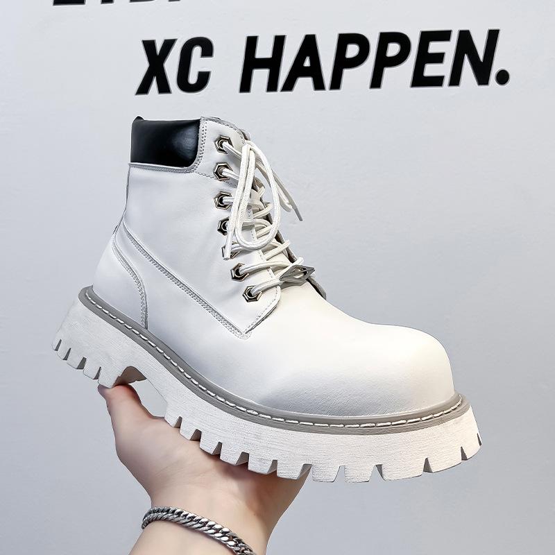 2024 new Martin boots men's thick-soled heightening British style winter velvet locomotive boots rhubarb boots 66621-A