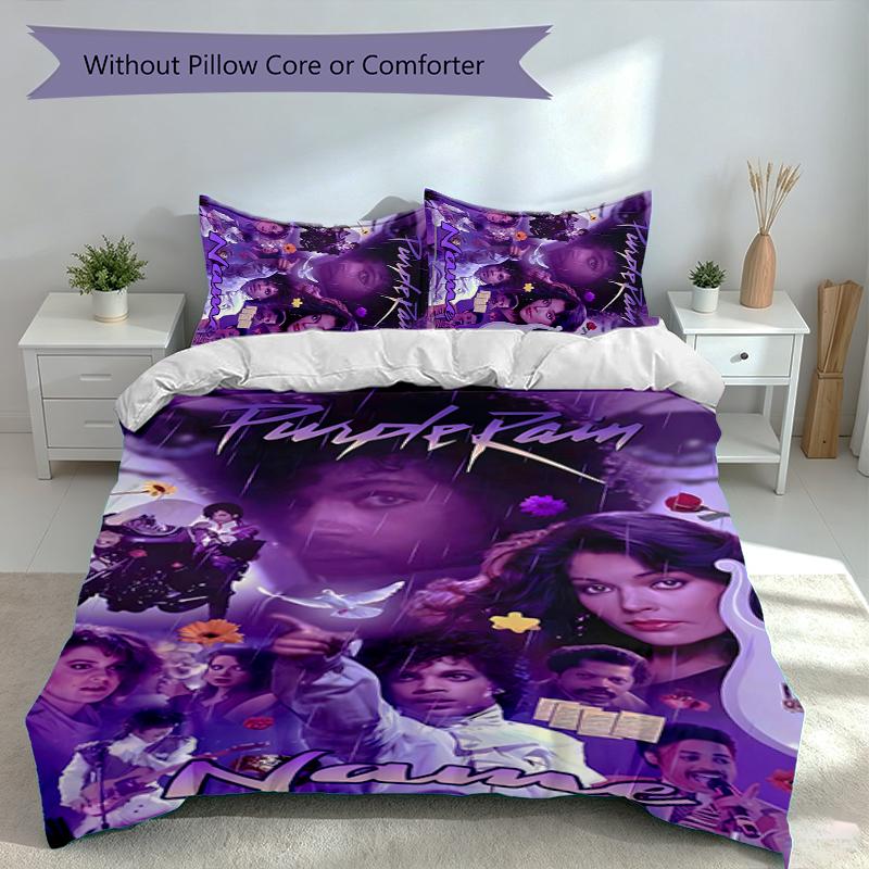 3pcs Custom Name Prince Purple Rain Bedding Set,Includes 1 Duvet Cover and 2 Pillowcases,All-season Bedroom Decor