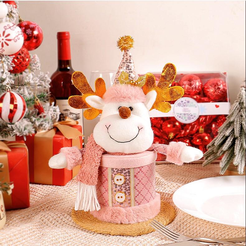 Double-Layer Christmas Candy Jar with Snowman & Reindeer Packaging