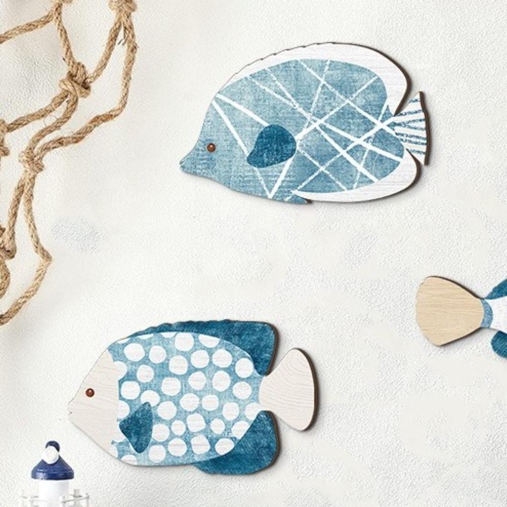 4pcs Wooden Tropical Fish Wall Decoration Vintage Ocean Animal Ornaments  Kids Room Decor