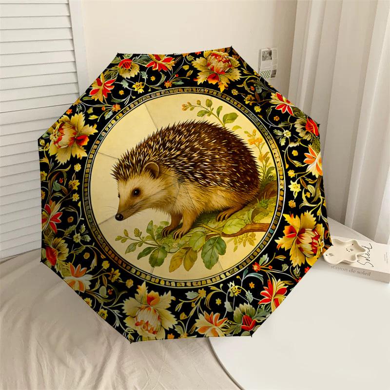 1PC Hedgehog Floral Umbrella-8-Rib Reinforced, Automatic Open, Lightweight & Durable, Cute Fashion Accessory for Outdoor-K1271