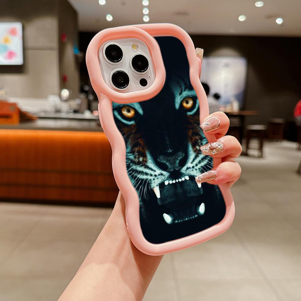 Чехлы для телефонов N96 Tiger eyes design Macaron Wavy Edge для iPhone 16 Pro Max Samsung S24 Plus S23 Ultra A35 A05s Xiaomi Redmi Note 13, противоударный чехол
