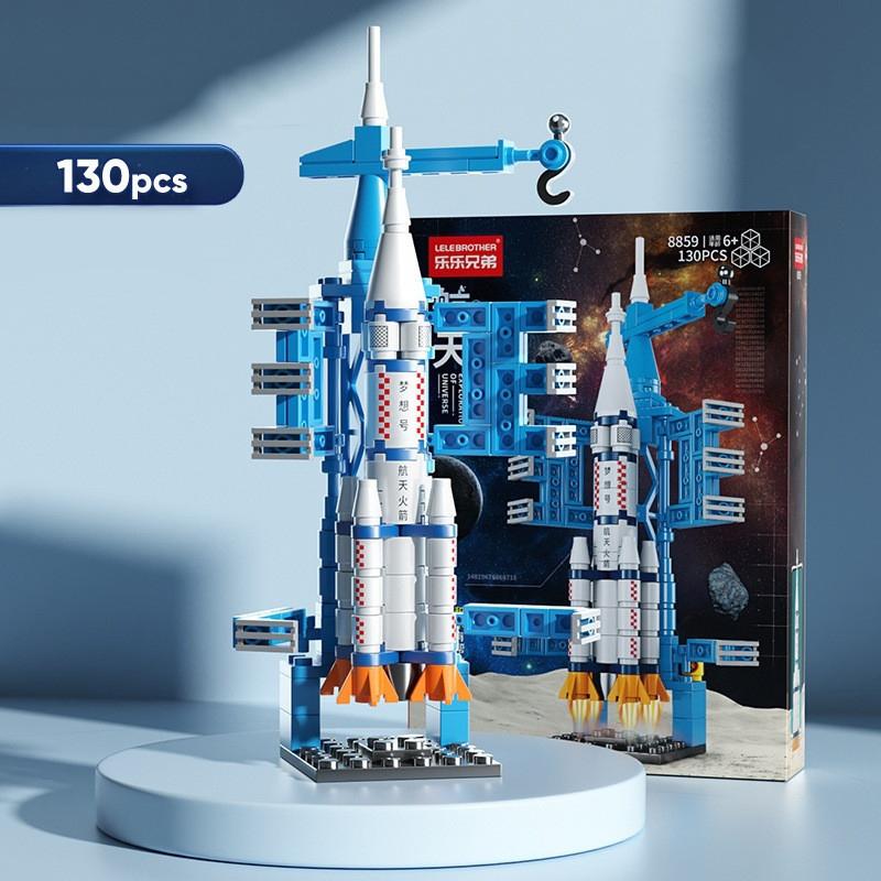 Non-Toxic 107 Piece Diy Building Blocks Space Rocket Craft Launch Center Base Puzzle Model Assembling Bricks Small Set Education Children Toy