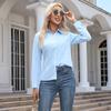 Women's Fashion Long Sleeve Button Up Shirt Solid Spring Red White Top for Women