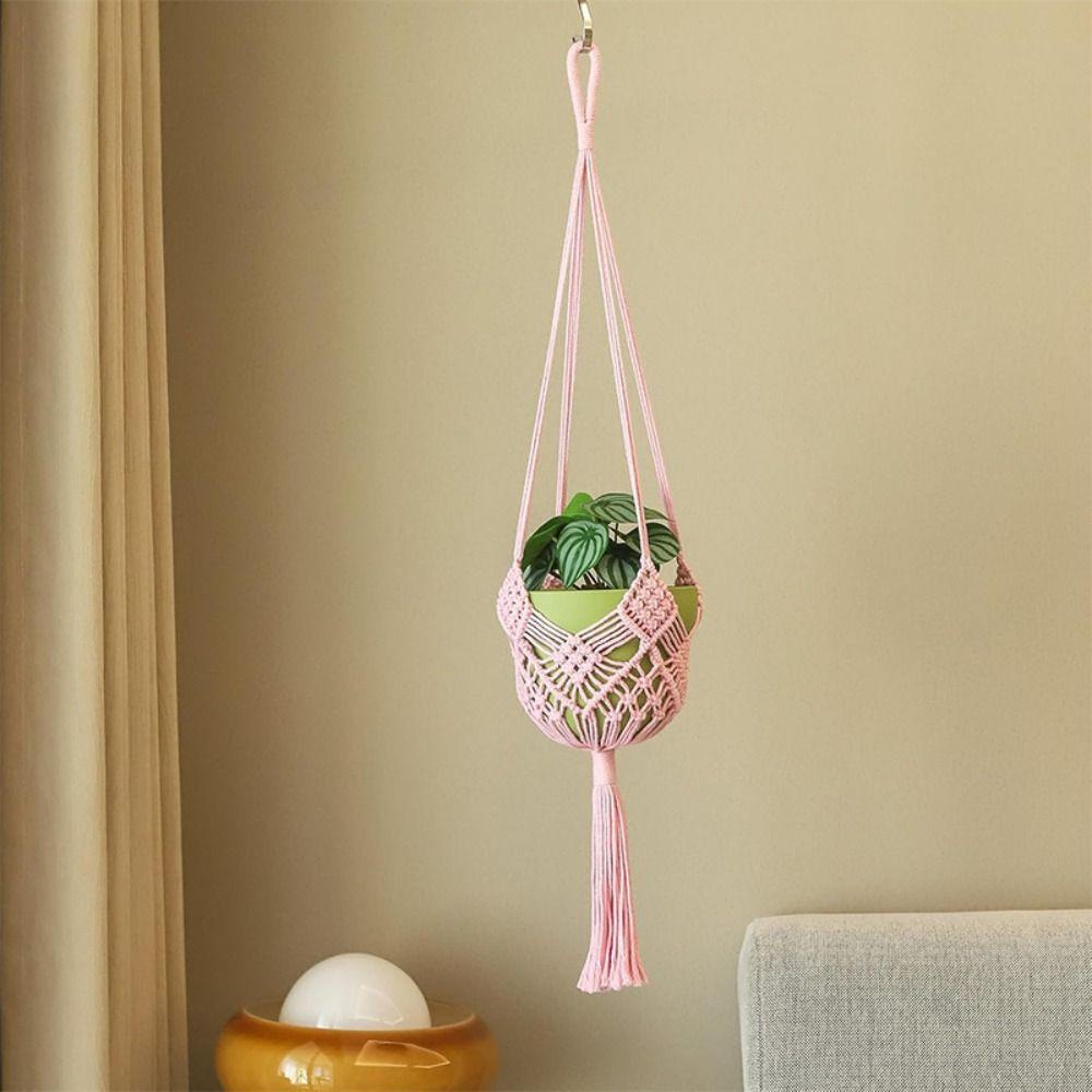 Boho Plant Hanger Cotton Rope Woven Flower Pot for Indoor Outdoor Hanging Succulents