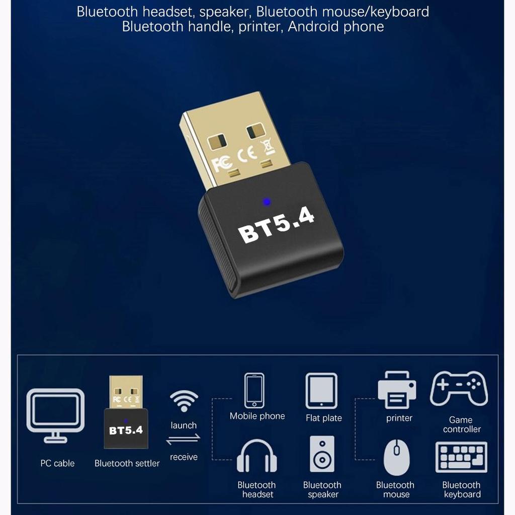 Bluetooth 5.4 адаптер USB Bluetooth 5.3 для ПК Dongle адаптер беспроводной мыши клавиатуры музыкальный аудио приемник USB передатчик