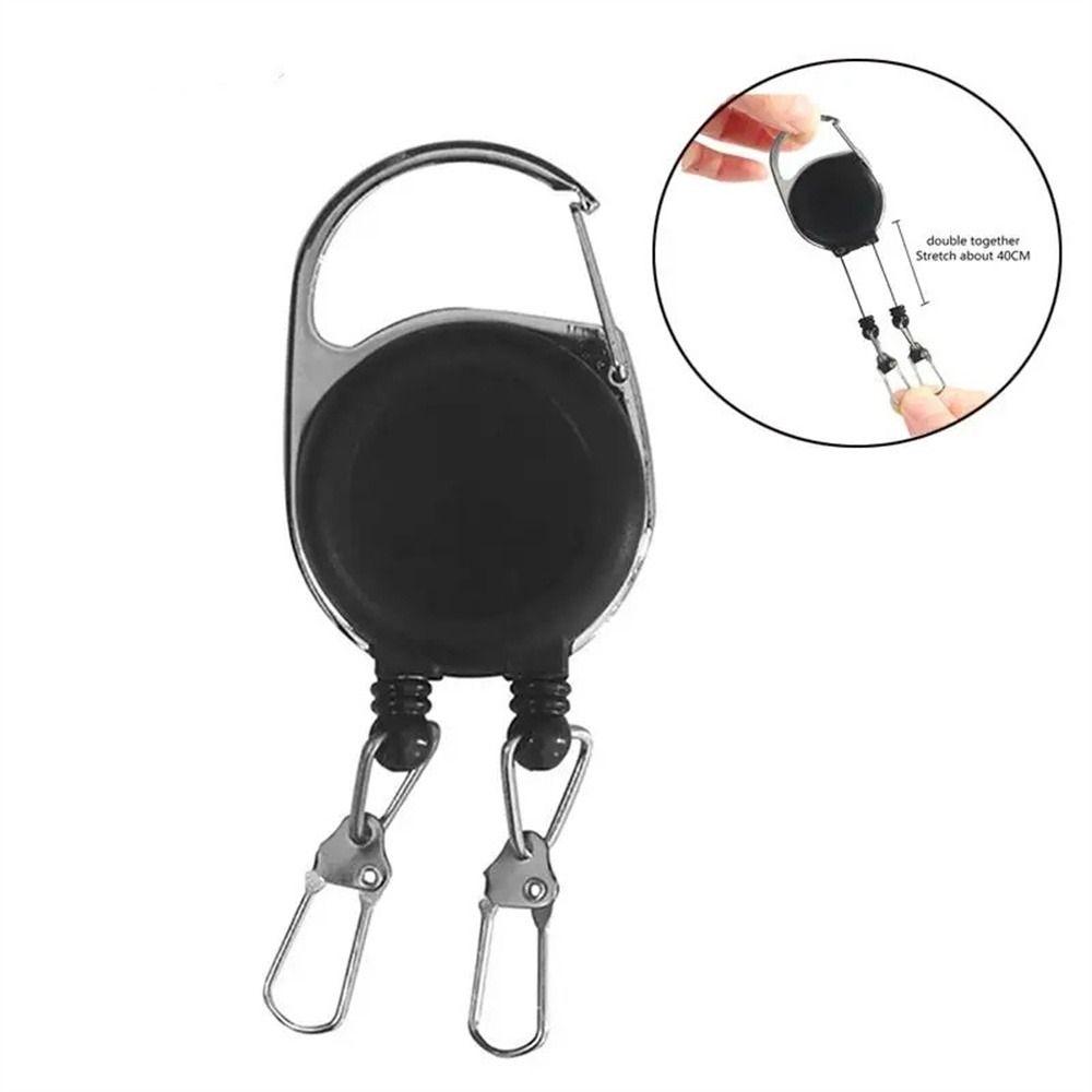 Anti Lost Retractable Keychain Double Headed ID Card Holder Easy To Pull Buckle Outdoor Camping