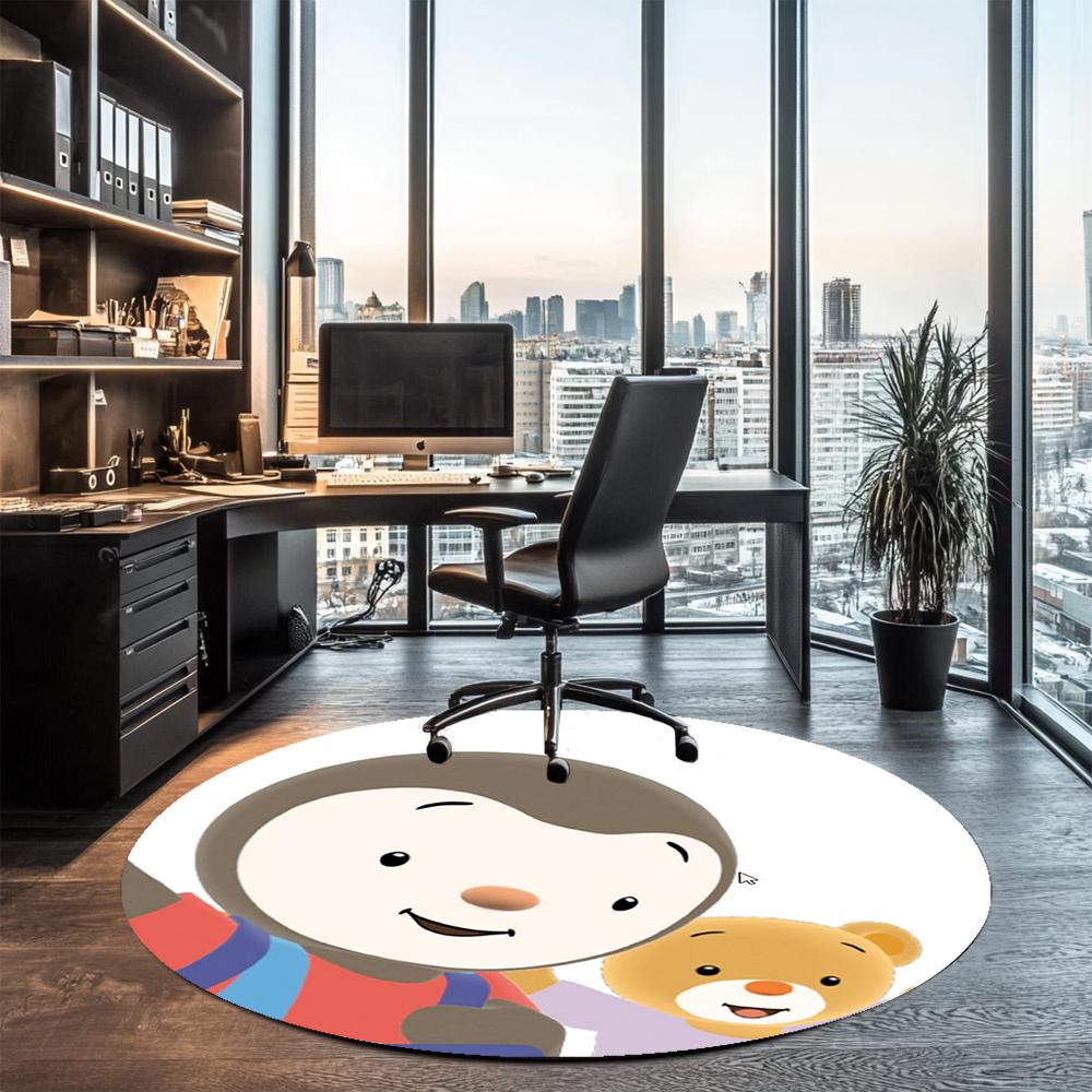 Tchoupi Printed Round Rug Carpet Chair Rug Area Rug Entryway Doormats,for Office Chair Living Room Bedroom Kitchen Room.