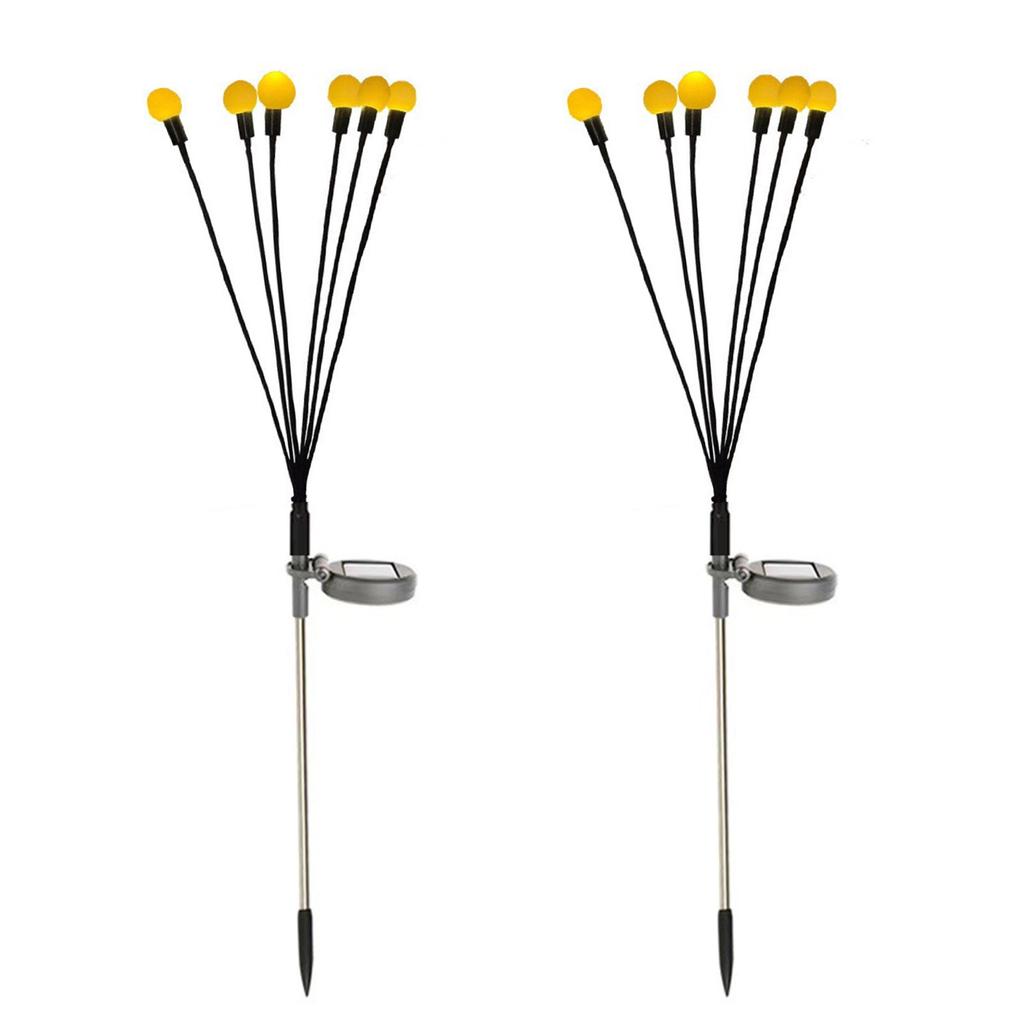 2 Packs 6-head Solar Swaying Firefly Lamps Intelligent Light Control Outdoor Waterproof Ground Plug