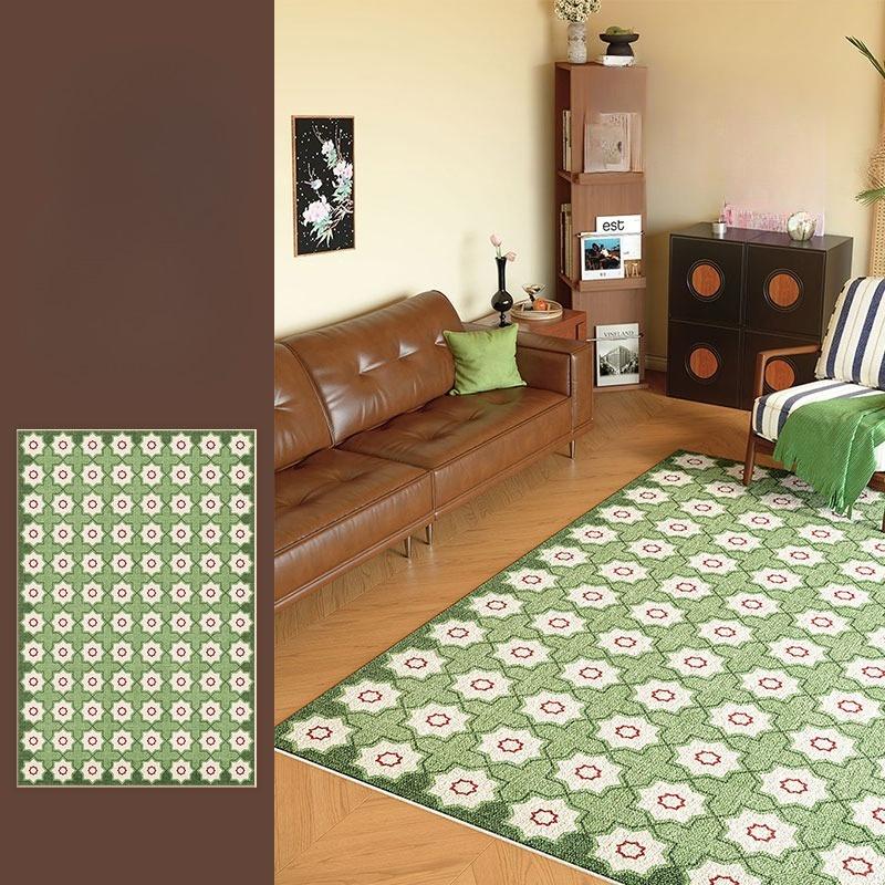 Blue Geometric Design Area Rug – Creative High-End Luxury Floor Mat for Living Room  Bedroom, Soft Sofa Bedside Carpet