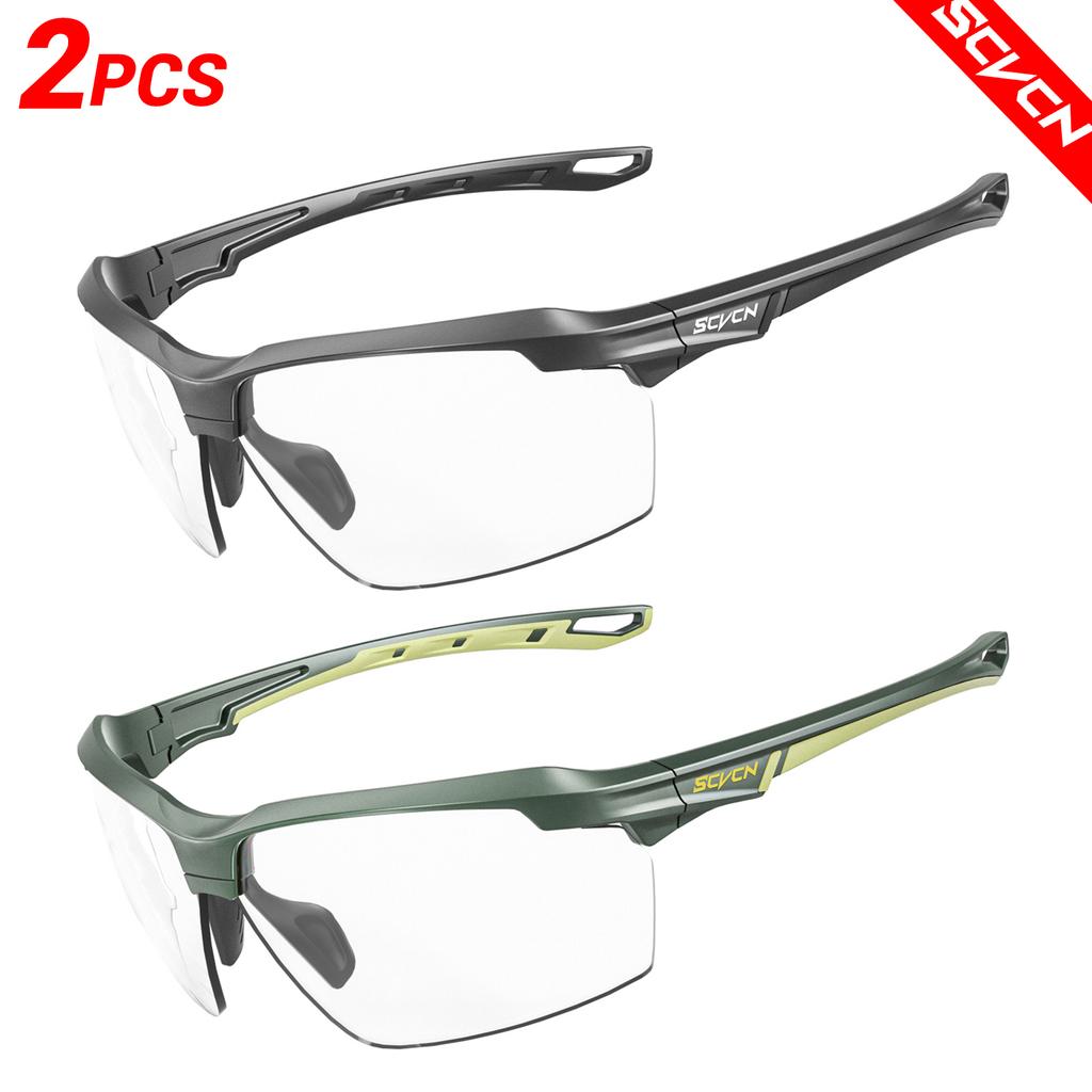 SCVCN Photochromic 2-pack Cycling Glasses Explosion Proof Hunting Outdoor Bicycle Sports Running Sunglasses Tactical Goggles