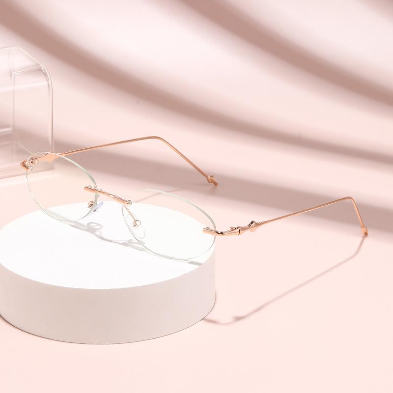 Fashionable Frameless Photochromic Myopia Glasses Elliptical High-Definition Lenses And Star Shaped Anti Blue Light Glasses