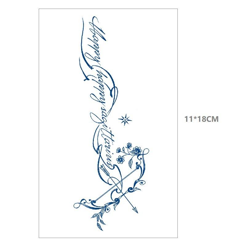 Herbal Juice Waterproof Butterfly Thorn Plain Flower Chest Semi Permanent Gradual Change Water Transfer Tattoo Sticker