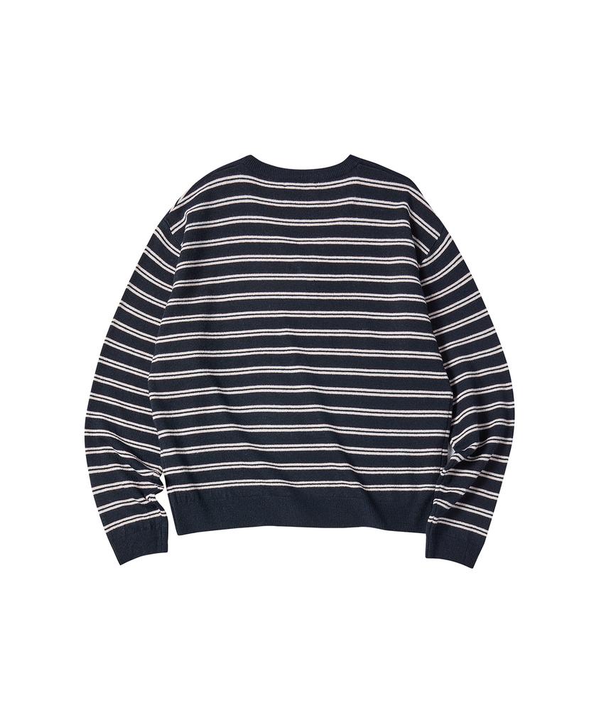 COMONINOZ W Wit Stripe Sweater [Navy]