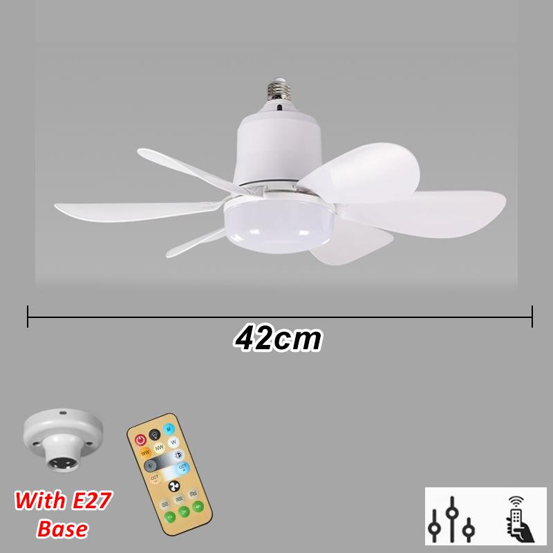 E27 Base Led Ceiling Fans Lights Bulb Ceiling Fan with Light and Remote Control 3 Colors 3 Speeds 42/52cm for Bedroom Dimmable
