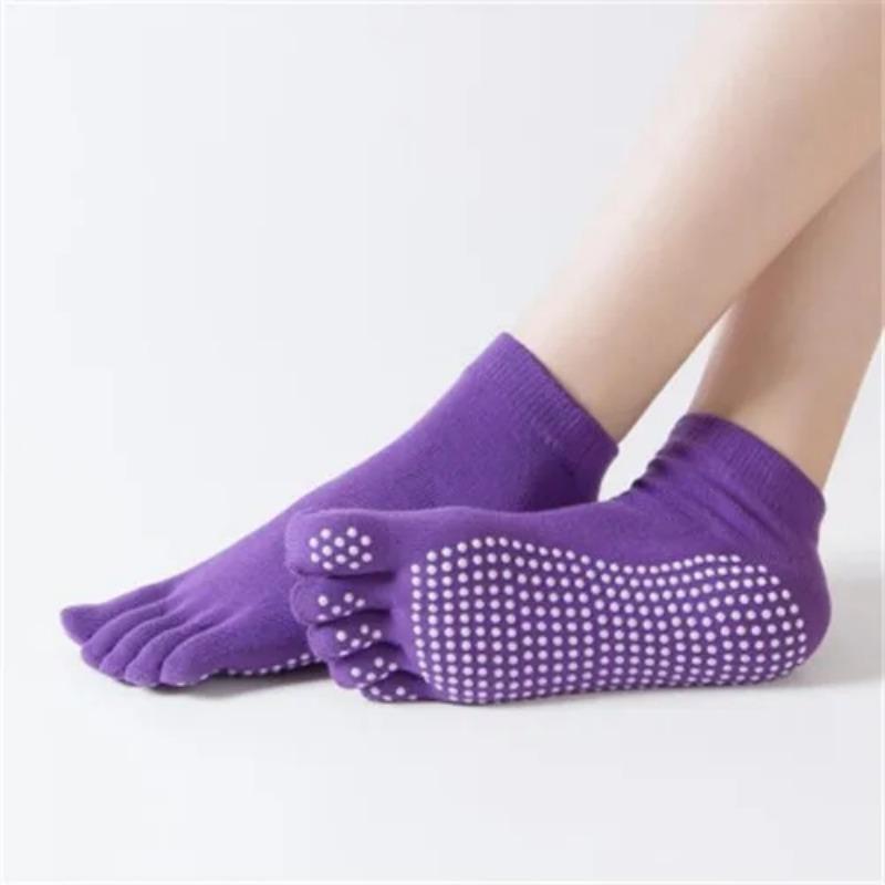 Women Sports Yoga Socks Anti-slip Five Fingers Silicone Non-slip 5 Toe Socks Ballet Gym Fitness Sports Cotton Socks