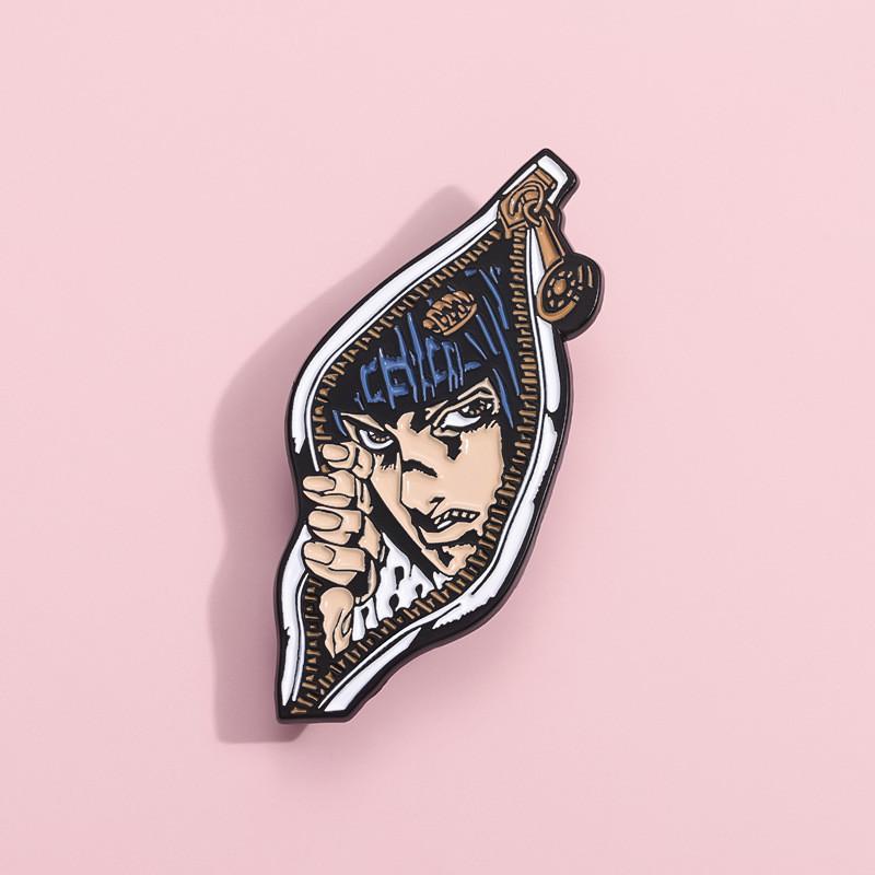 Novelty Adventure Jojo Character Metal Badge Brooch Featuring Vibrant Colors For Unique Statement Fashion