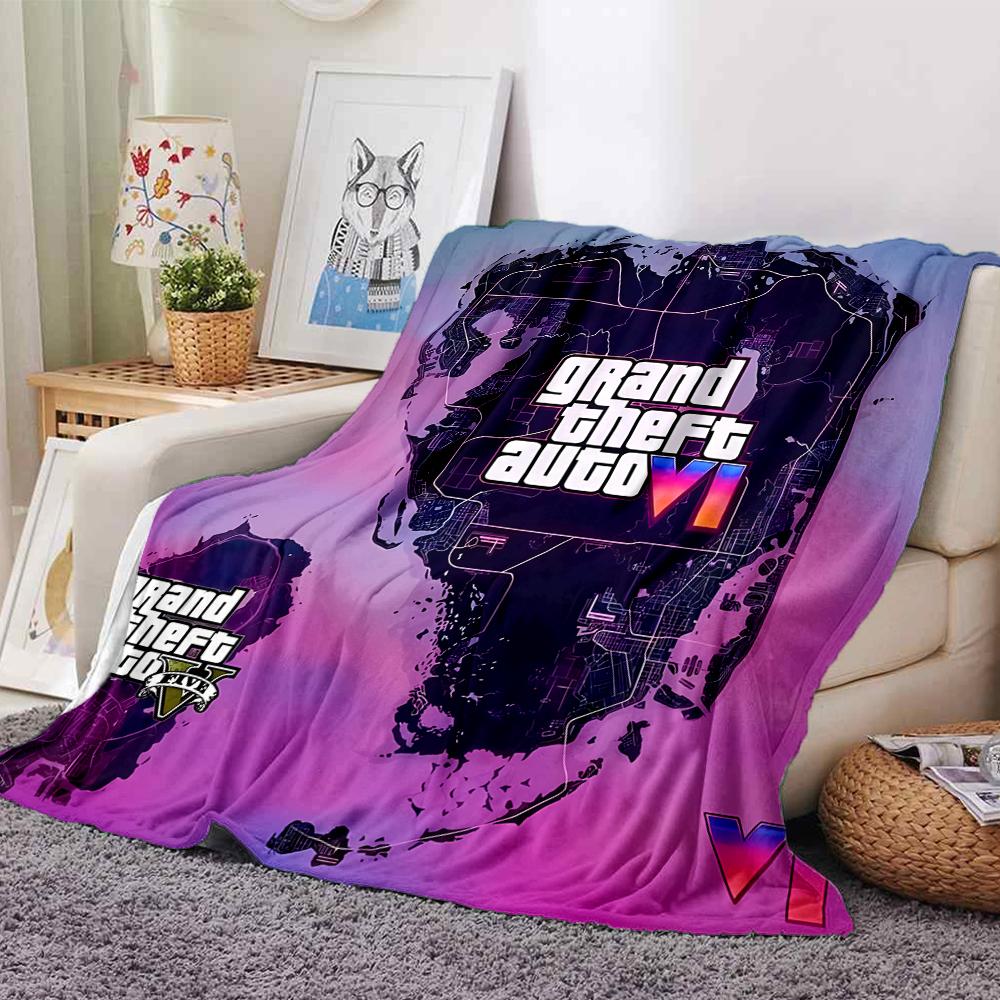 1pc Blanket - Game Grand Theft Auto Print Design,Lightweight Blanket for Sofa,Bed- Soft &Warm,Gift for All Seasons