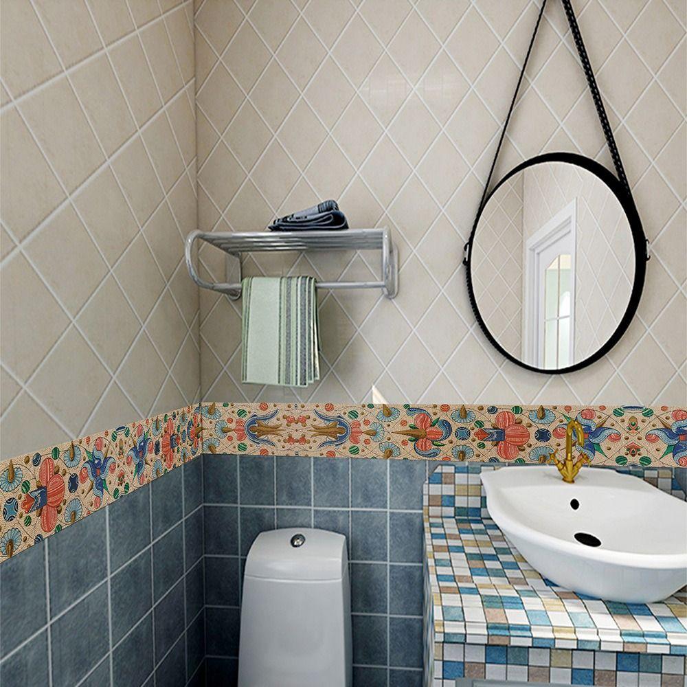Водонепроницаемая самоклеящаяся бордюрная лента для талии, декоративная наклейка с линейным рисунком, плинтус, ванная комната