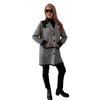 Fierte Women's Large Size Coat Lm96020 Button Closure Lining Leather Detail