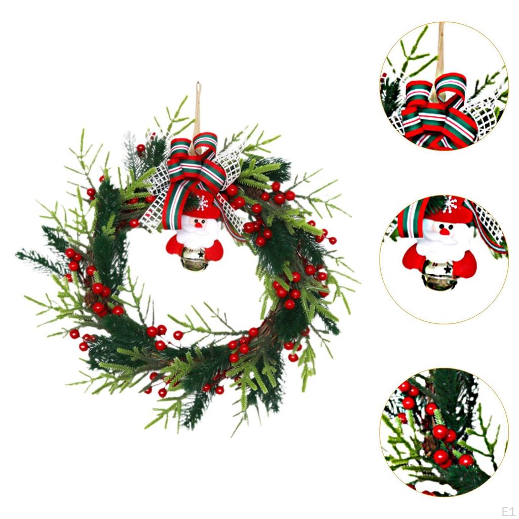 Artificial Christmas Wreath Decoration Seasonal Garland with Red Berries Green Winter
