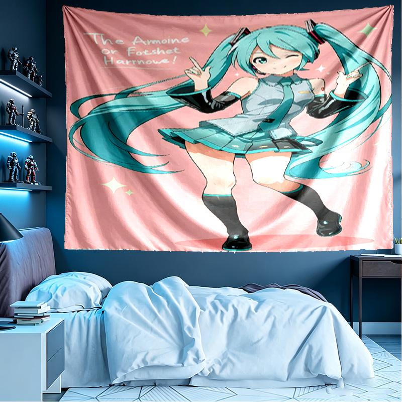 Hatsune Miku Print Tapestry, Lightweight Wall Hanging, for Bedroom, Dorm, Living Room, Home Art Decor, Birthday Christmas Gift