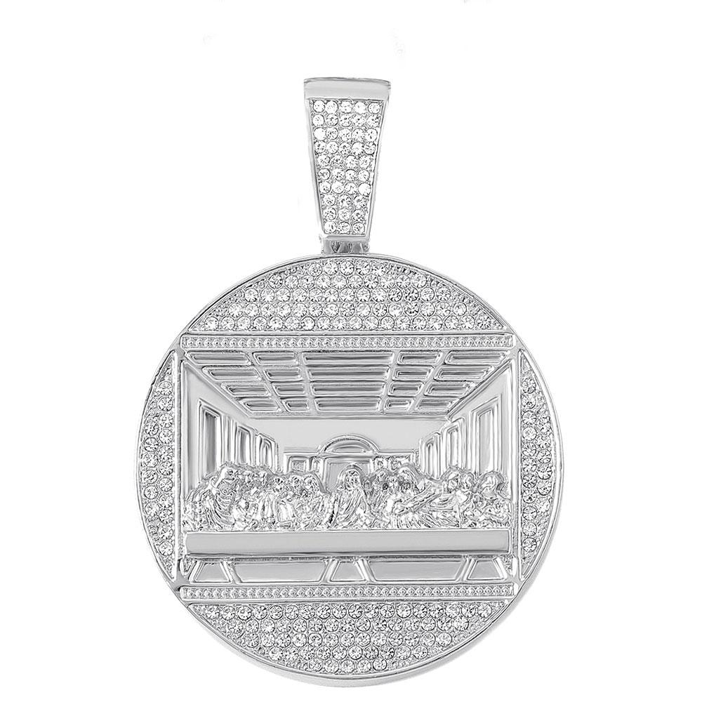 Hip Hop Last Supper Pendant Necklace With 13mm Iced Out Cuban Chain Necklaces Fashion Hiphop Men Charm 4mm Tennis Chain Jewelry