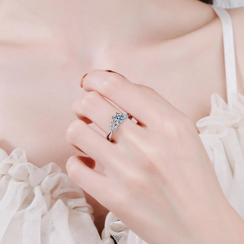 Bague Ringen Ювелирные изделия из стерлингового серебра S925, роскошное кольцо с бриллиантом 1 карат D-цвета, муассанит, женский цветок, растение, дизайн, размер 5-9, подарок