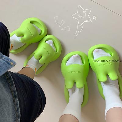 Модные подушки-тапочки-кролики для женщин и мужчин, домашние шлепанцы, сандалии для душа, чрезвычайно удобные, с амортизацией, толстой подошвой, мультяшные шлепанцы, пляжные