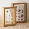 Handmade European Embossed Photo Frame with Transparent Glass and Wooden Leaf Plant Design