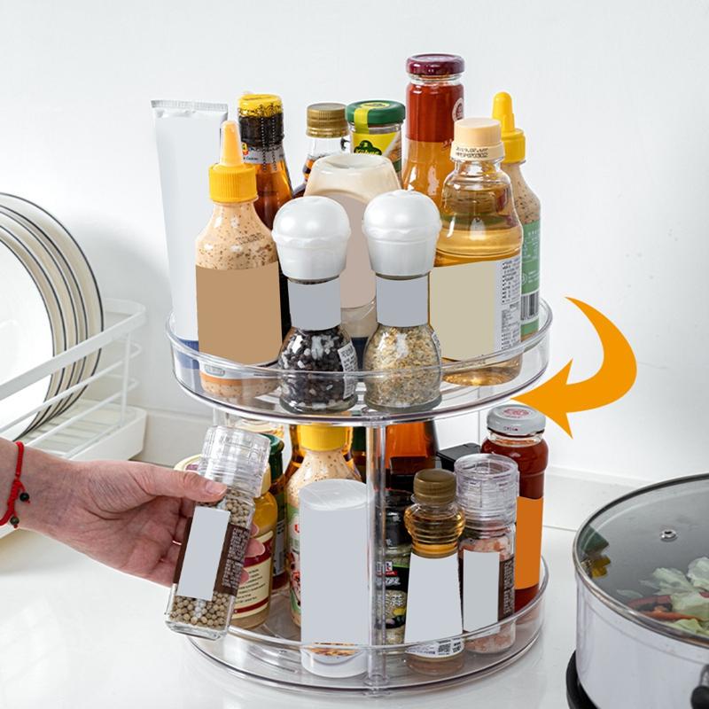 Вращающийся на 360 градусов шкаф-органайзер для хранения специй, подставка для хранения косметики, прозрачная подставка для кухни и ванной комнаты