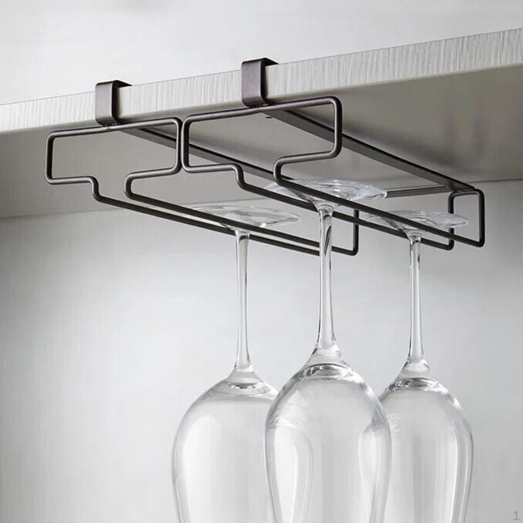 Cabinet Mounted Wine Glass Holder, Iron Organizer, Carbon Steel Cup Shelf