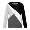 Женская мода пуловер с длинным рукавом Повседневная футболка Свободный топ с геометрическим принтом и принтом