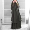 PLUS SIZE Women Muslim Dresses Solid Color Headgear Mosque Bat Sleeve Loose Robes Cardigan Ramadan