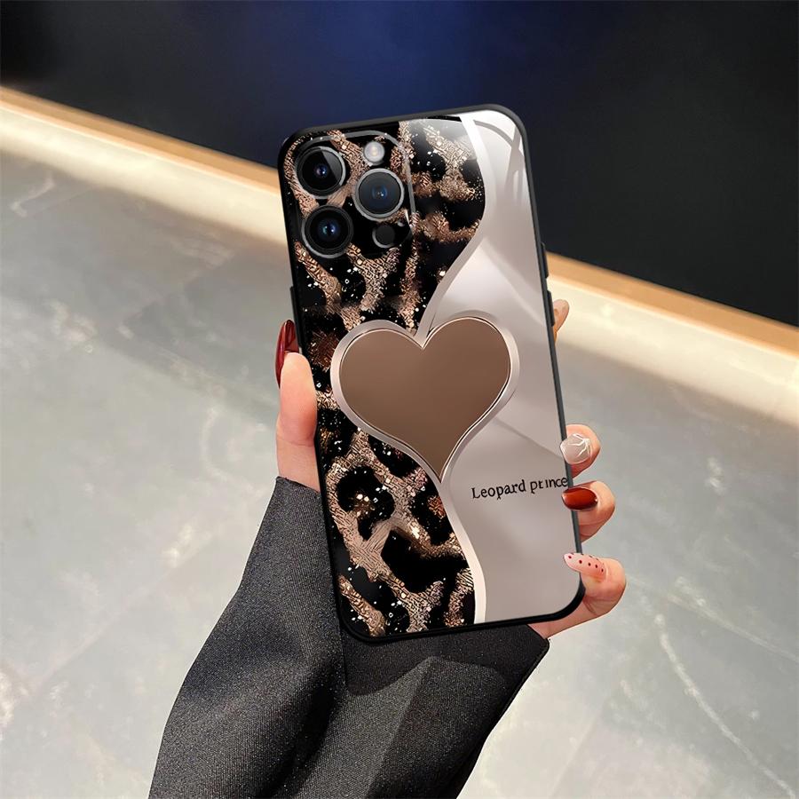 Чехол для iPhone XR 7 8 17Air 15 16 14 Plus 13 12 11 17 Pro Max XS Max Черный Мягкий Чехол для Телефона Мультяшный Узор с Принтом Леопарда