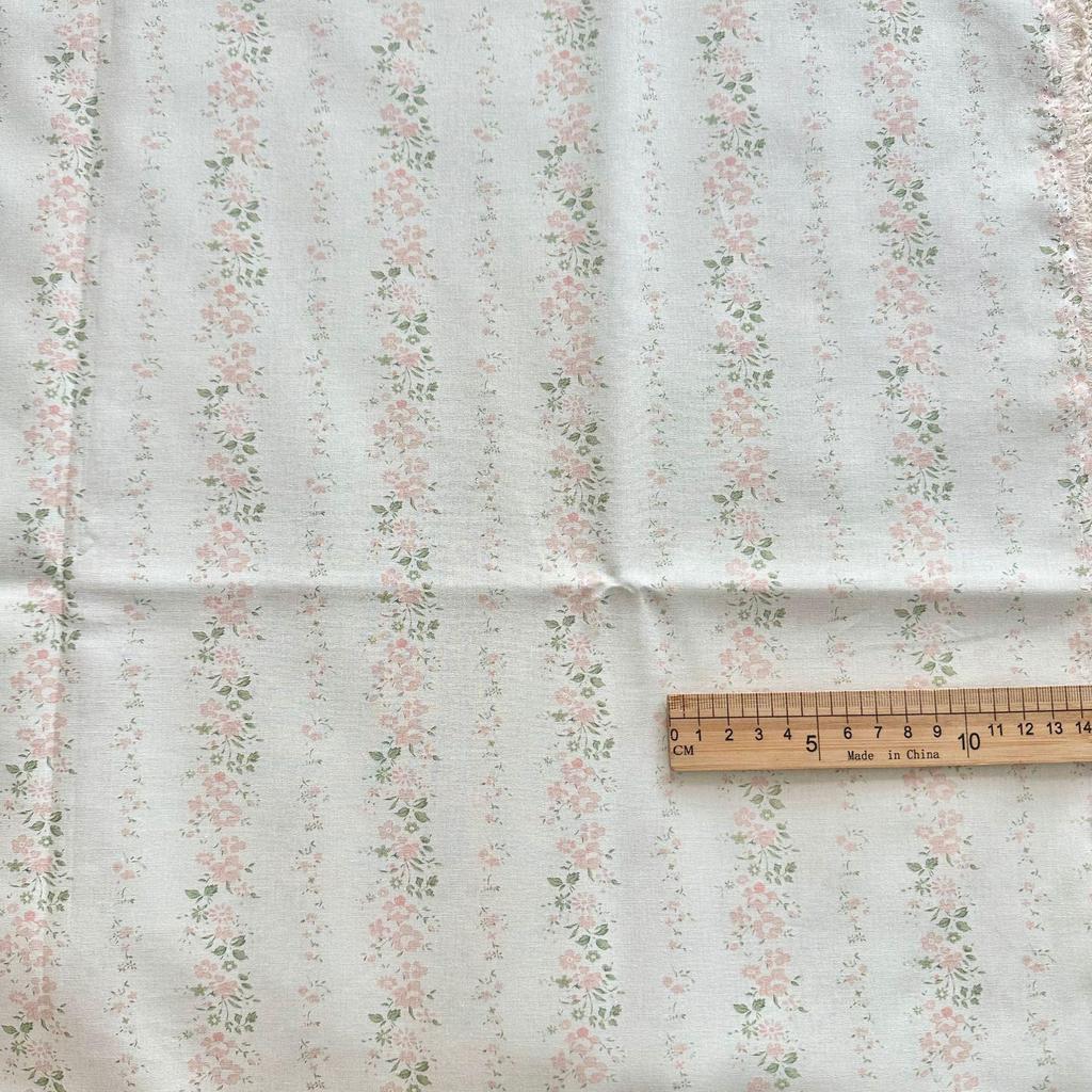 Хлопковая ткань 40-х годов с цифровой печатью, в корейском стиле, с цветочным принтом и полоской, для женской, детской, семейной и домашней одежды