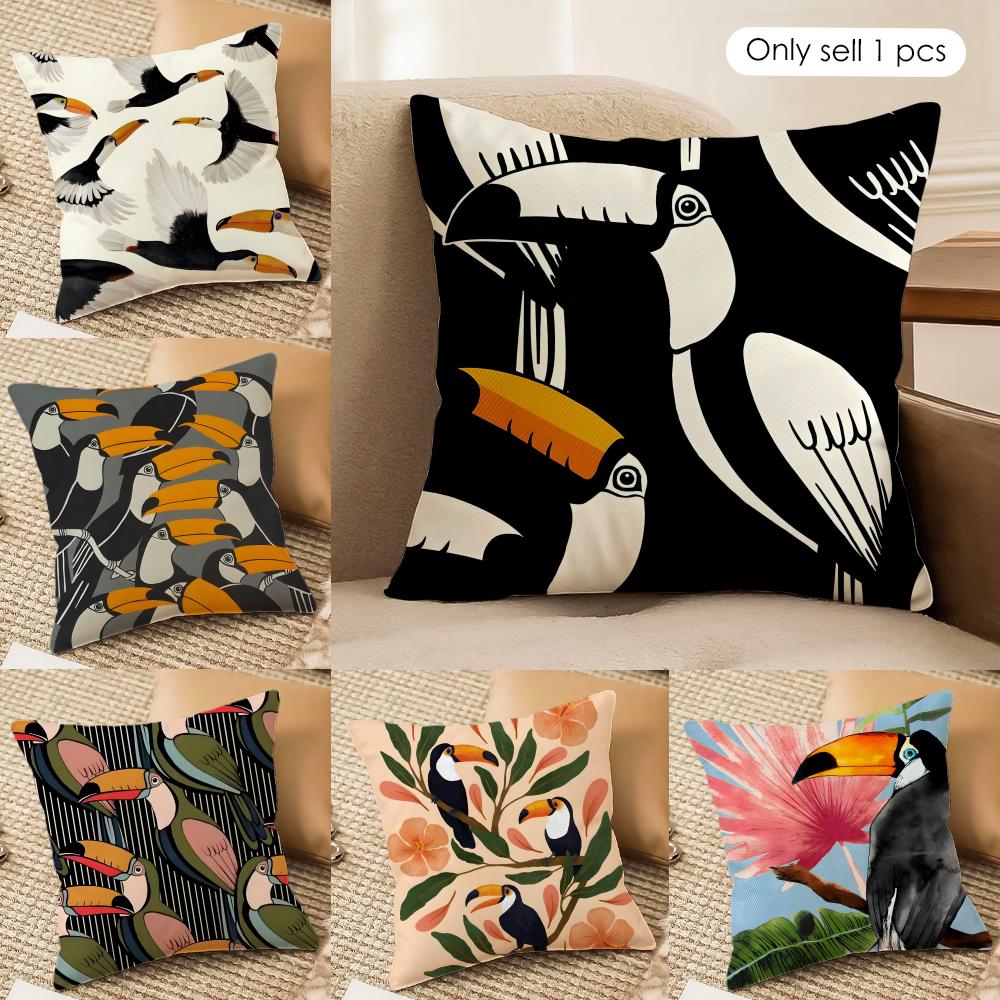 Toucan Cushion Cover Short plush Doublesided Print Square Throw Pillow Covers Sofa Home Cushion Decor