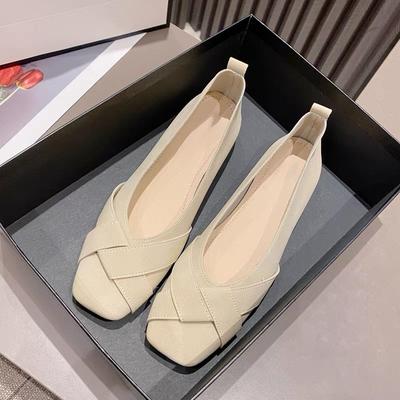 Модные одинарные туфли женские весна 2024 женская обувь в стиле феи нежные мягкие туфли на плоской подошве с неглубоким носком туфли Doudou большого размера