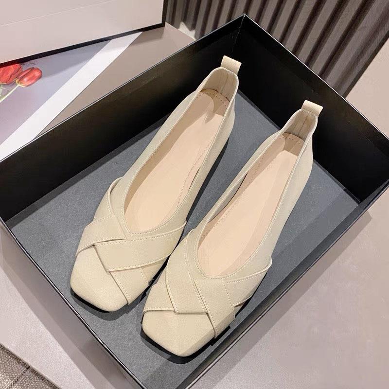 Модные одинарные туфли женские весна 2024 женская обувь в стиле феи нежные мягкие туфли на плоской подошве с неглубоким носком туфли Doudou большого размера