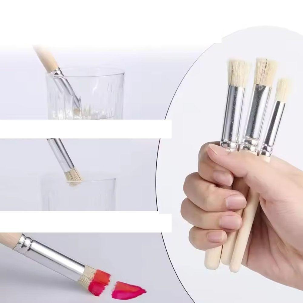 Professional Stencil Paint Brushes DIY Crafts Wooden Bristle Pen Students Stationery