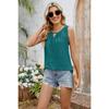 Летняя новая разноцветная круглая горловина плиссированная жилетка без рукавов футболка топ для женщин