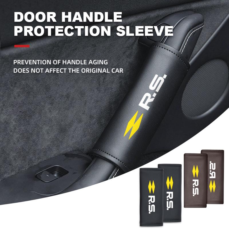 Leather Car Door Handle Anti Scratch Protector Handle Pad For Renault Arkana Captur Twingo Talisman RS Logan Duster A15