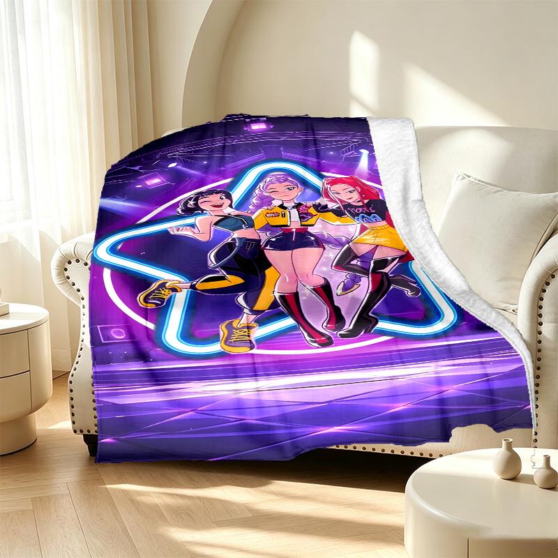 KPop Demon Hunters Pattern Blanket for Home Decoration, Bed, Sofa, Car Travel, Camping, Suitable for All Seasons, Birthday Christmas Gift