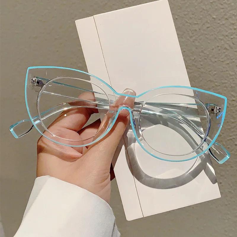 Очки с защитой от синего света для женщин, дизайнерские очки «кошачий глаз» класса люкс, модные панк-очки с мультяшной линией оправы