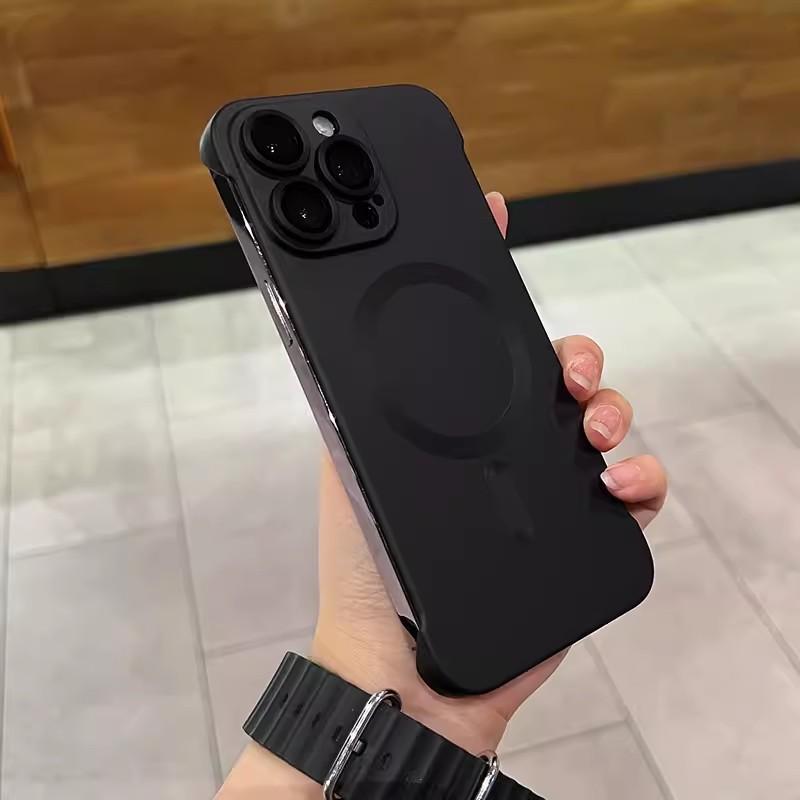 Применимо к iPhone 16 Металлическая краска Безрамочный Магнитная адсорбция Чехол для телефона Apple 15pro Матовый 14 Противоударный защитный чехол